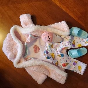 Our Generation Ice Cream Dreams Doll outfit robe, pajamas, slippers, toy